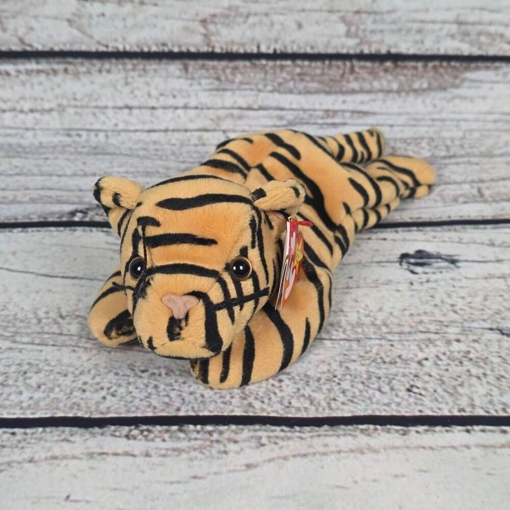 TY Beanie Baby Stripes Tiger Plush 1995 NWT